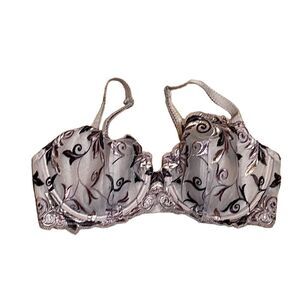 Soma embroidered Bra, underwire, floral, light purple with dark purple, 34D